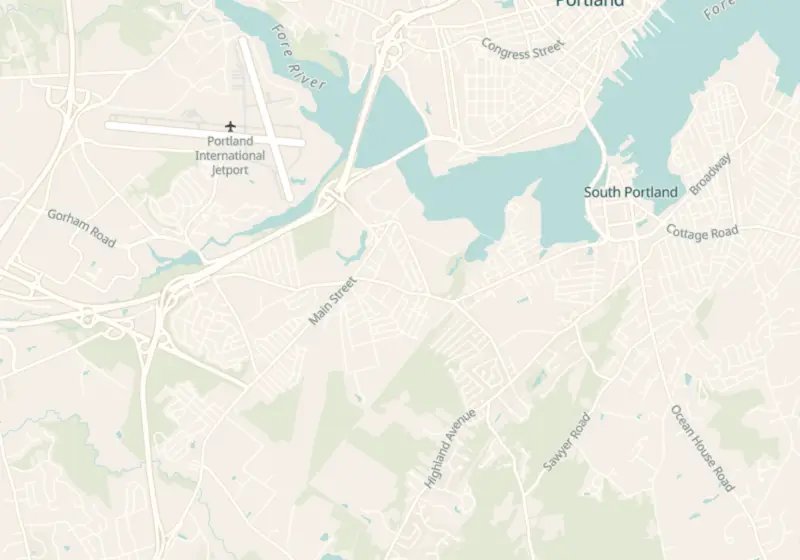 Map of South Portland, ME with 5 verified clinic locations
