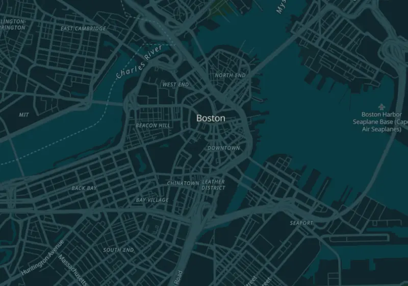 Map of Boston, MA with 13 verified clinic locations