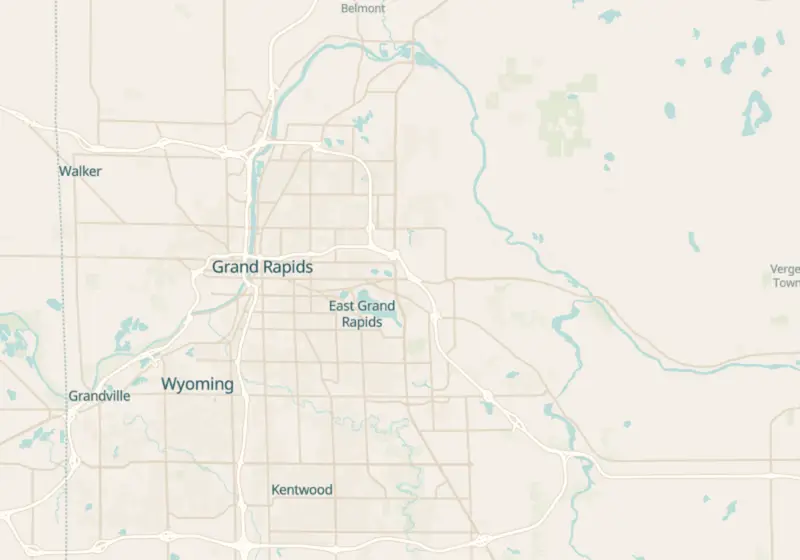 Map of Grand Rapids, MI with 18 verified clinic locations