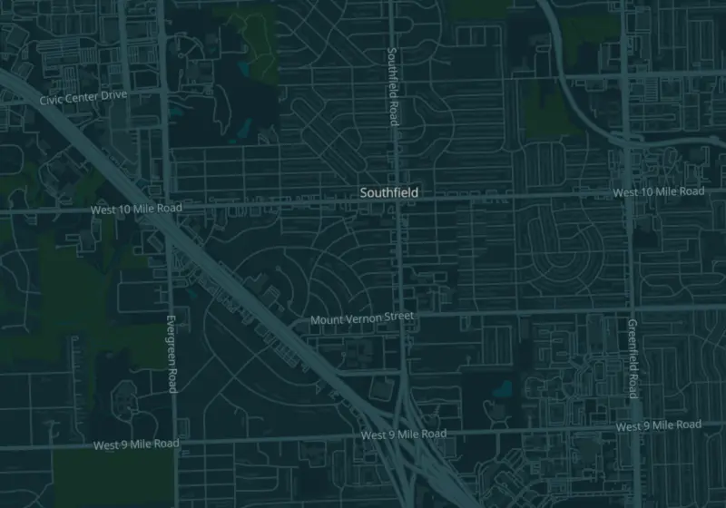 Map of Southfield, MI with 3 verified clinic locations