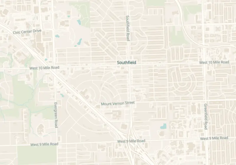 Map of Southfield, MI with 3 verified clinic locations