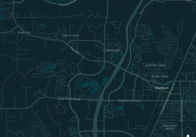 Map showing The VIP Loft by Women's Wellness of MS in Madison, MS and nearby listed clinics
