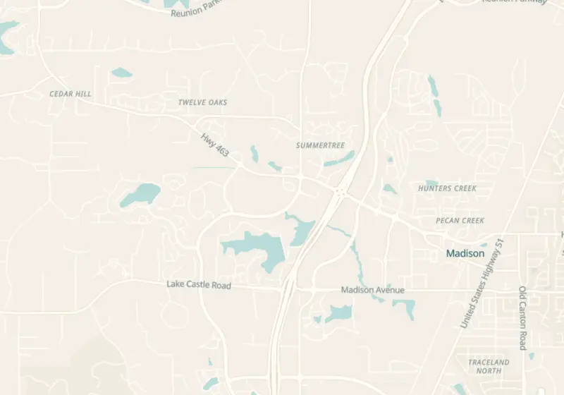 Map showing The VIP Loft by Women's Wellness of MS in Madison, MS and nearby listed clinics