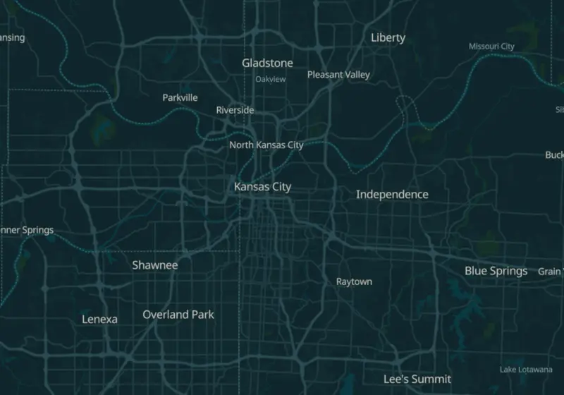 Map showing PEAQ Society in Kansas City, MO and nearby listed clinics