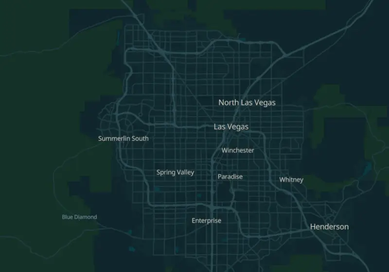 Map of Las Vegas, NV with 71 verified clinic locations