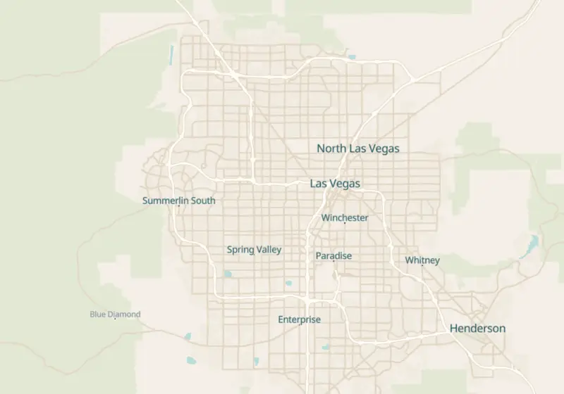 Map of Las Vegas, NV with 71 verified clinic locations