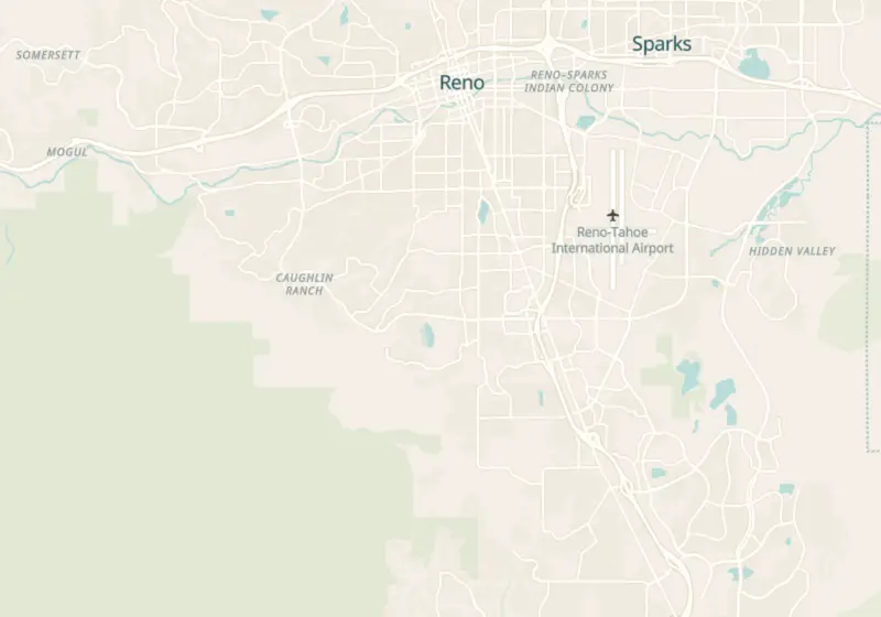 Map of Reno, NV with 21 verified clinic locations