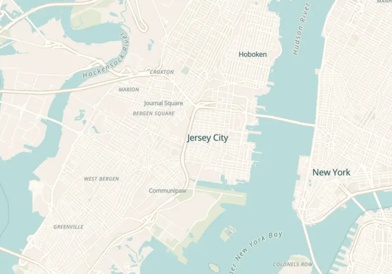 Map of Jersey City, NJ with 3 verified clinic locations
