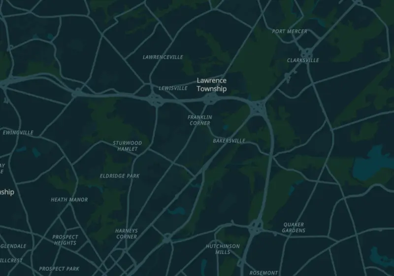 Map of Lawrence Township, NJ with 4 verified clinic locations