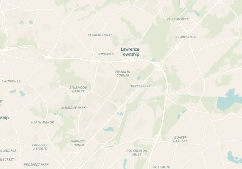 Map of Lawrence Township, NJ with 4 verified clinic locations