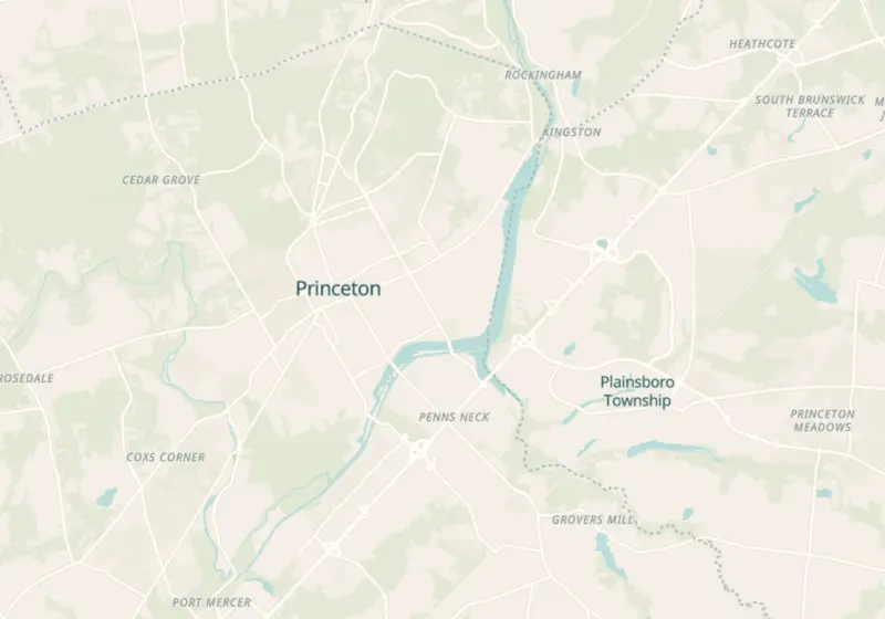 Map of Princeton, NJ with 8 verified clinic locations