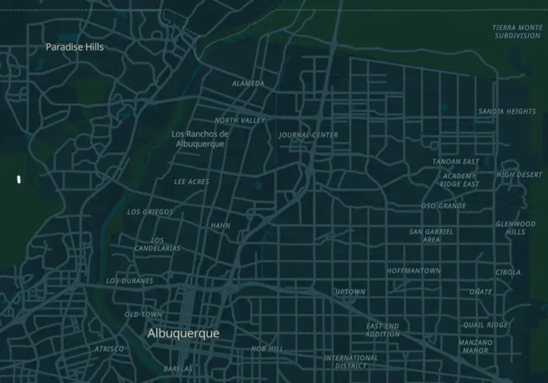 Map of Albuquerque, NM with 30 verified clinic locations