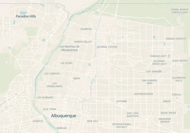 Map of Albuquerque, NM with 30 verified clinic locations