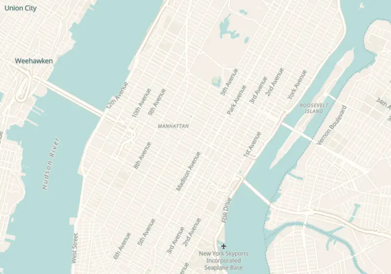 Map showing Healsend in New York, NY and nearby listed clinics