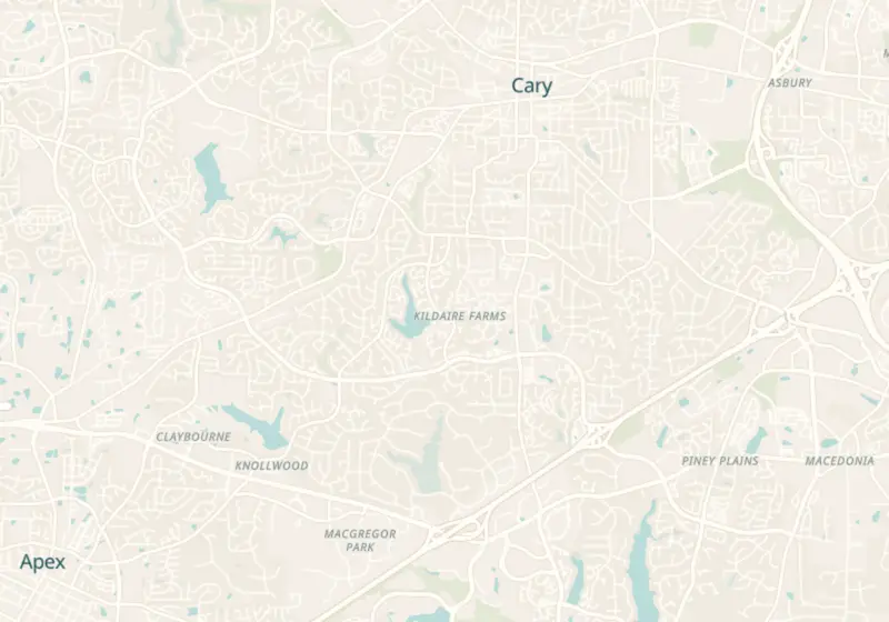 Map of Cary, NC with 10 verified clinic locations