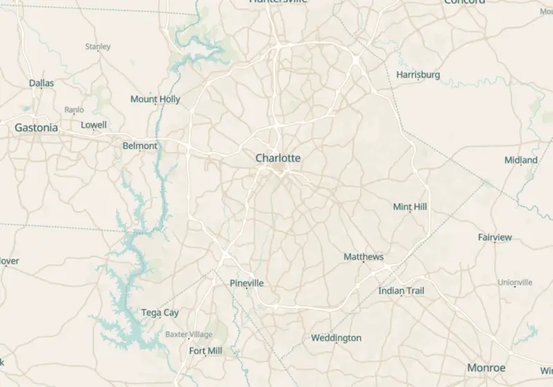 Map showing Optimize U - Charlotte | Hormone Clinic in Charlotte, NC and nearby listed clinics