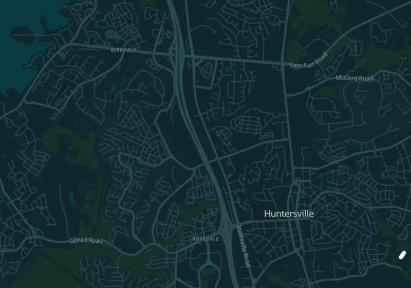 Map of Huntersville, NC with 3 verified clinic locations