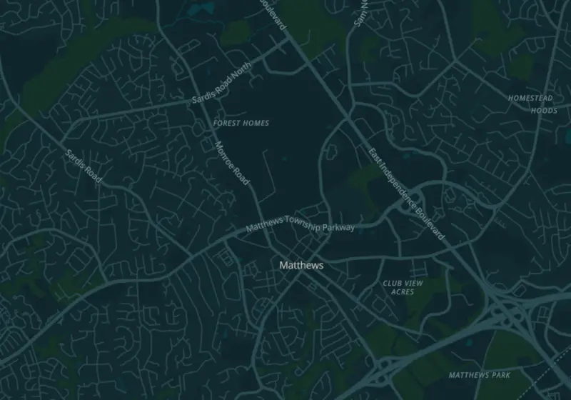 Map of Matthews, NC with 4 verified clinic locations