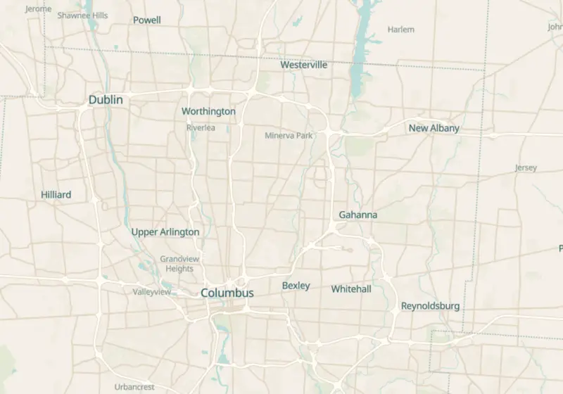 Map of Columbus, OH with 17 verified clinic locations