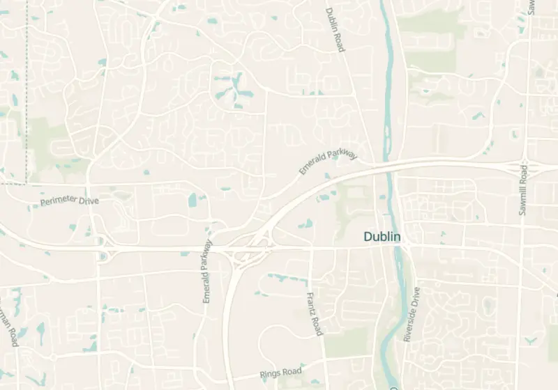 Map of Dublin, OH with 5 verified clinic locations