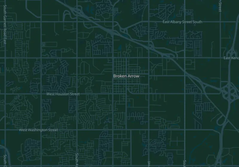 Map of Broken Arrow, OK with 3 verified clinic locations