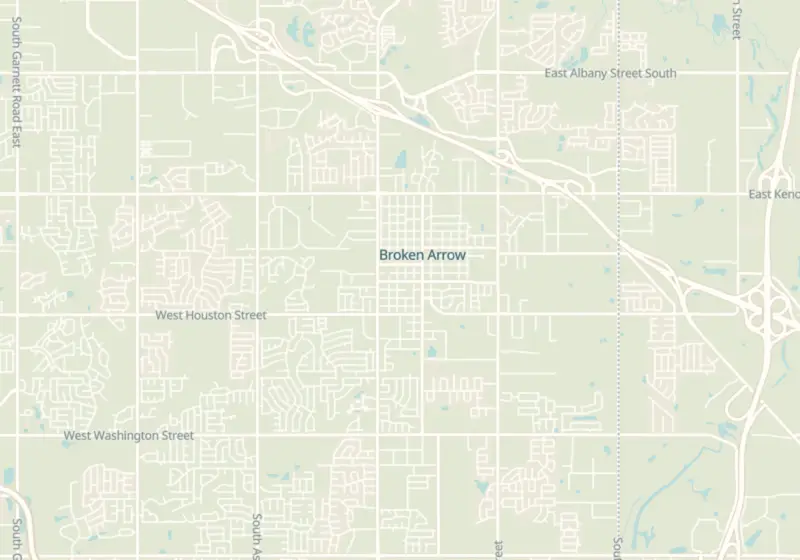 Map of Broken Arrow, OK with 3 verified clinic locations