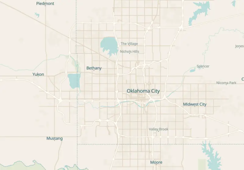 Map of Oklahoma City, OK with 24 verified clinic locations