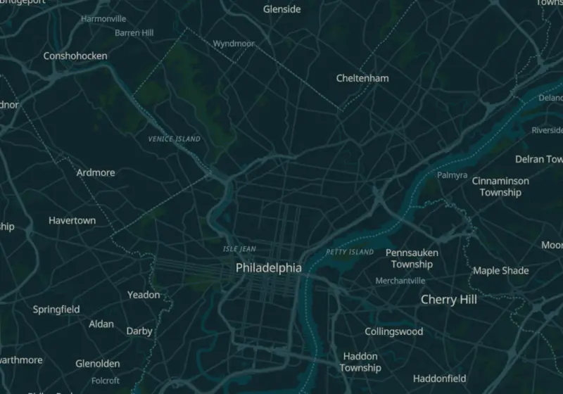 Map of Philadelphia, PA with 20 verified clinic locations