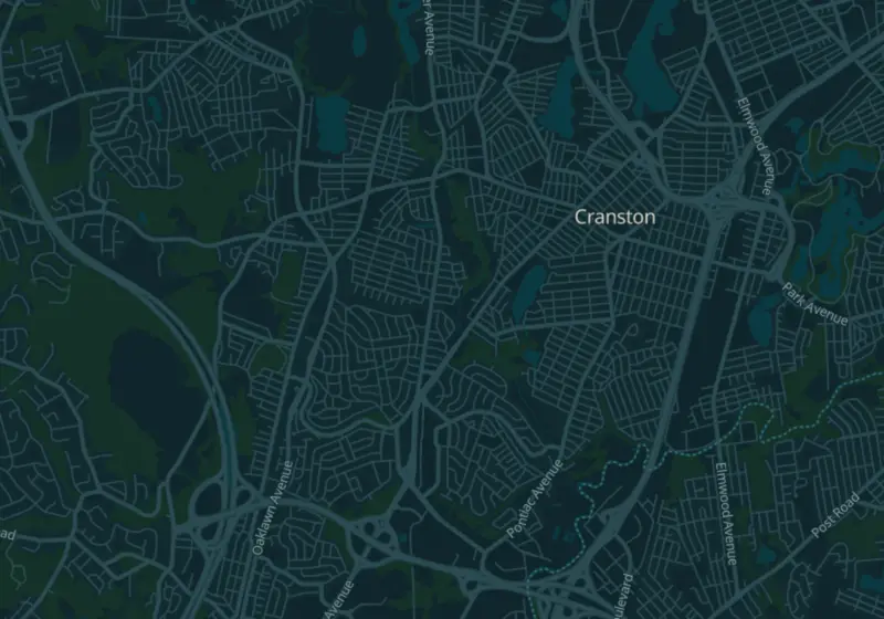 Map of Cranston, RI with 7 verified clinic locations
