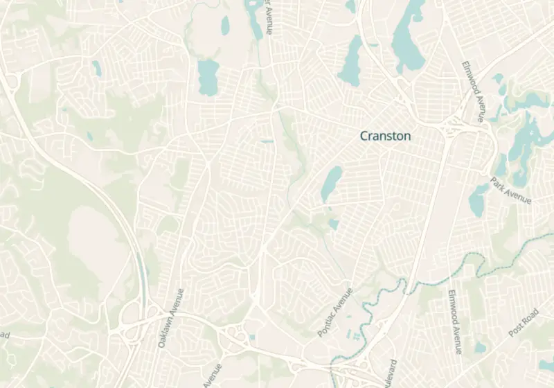 Map of Cranston, RI with 7 verified clinic locations