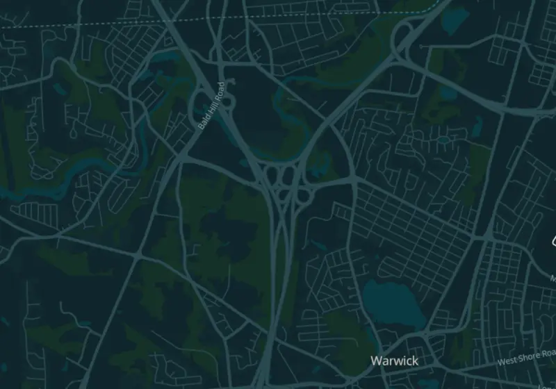 Map of Warwick, RI with 3 verified clinic locations