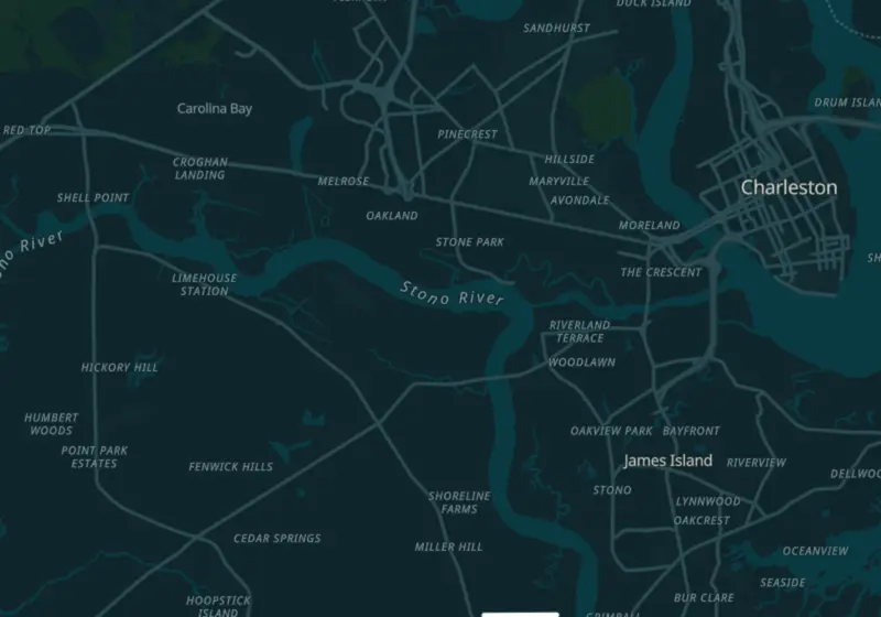 Map of Charleston, SC with 13 verified clinic locations