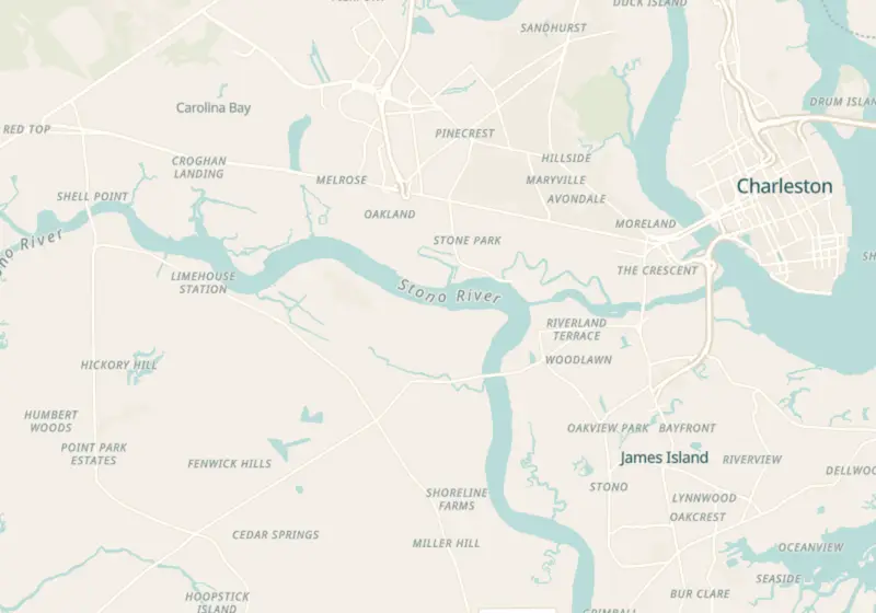 Map of Charleston, SC with 13 verified clinic locations