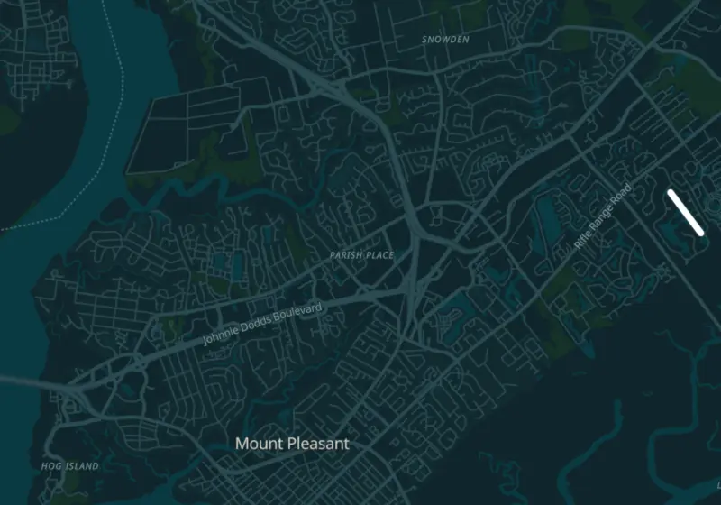 Map showing Solcara Health in Mt Pleasant, SC and nearby listed clinics