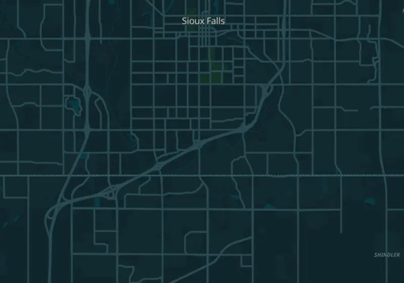 Map of Sioux Falls, SD with 20 verified clinic locations