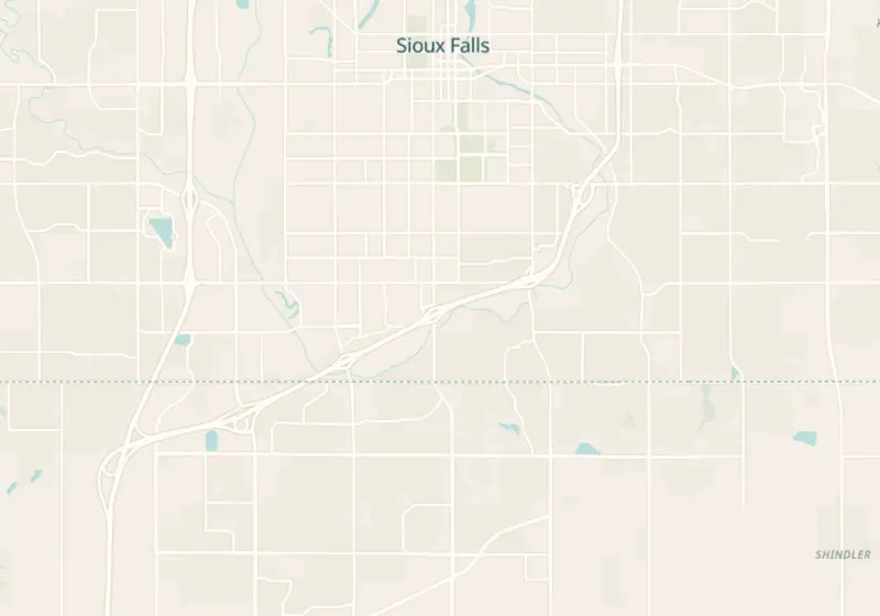 Map of Sioux Falls, SD with 20 verified clinic locations