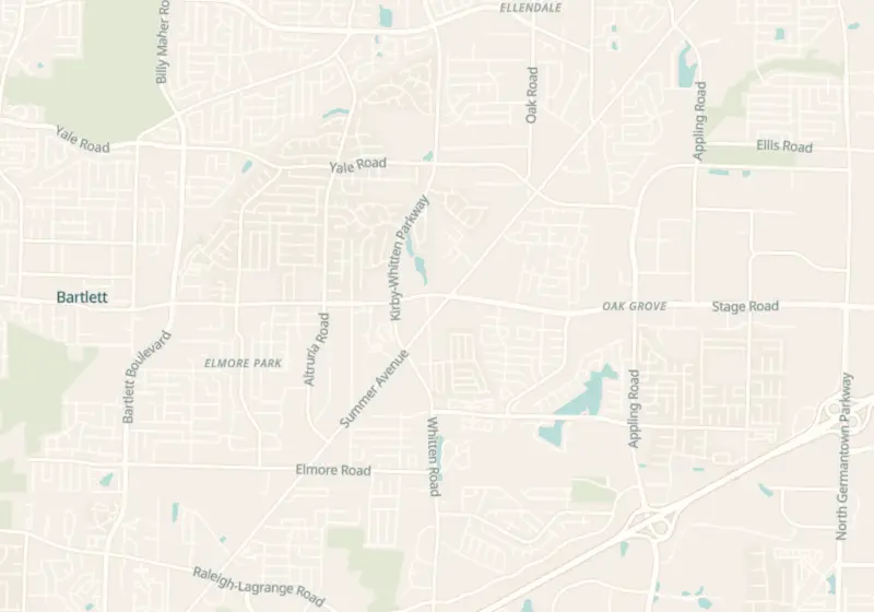 Map of Bartlett, TN with 3 verified clinic locations