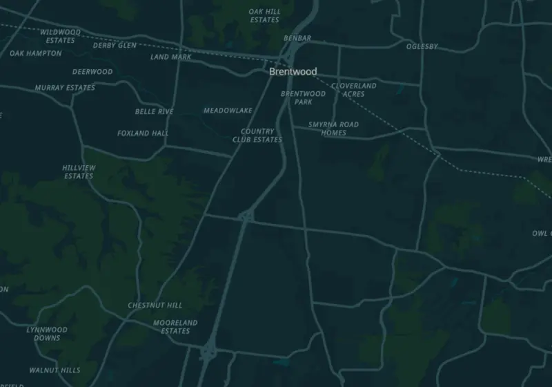 Map showing Restore Hyper Wellness in Brentwood, TN and nearby listed clinics