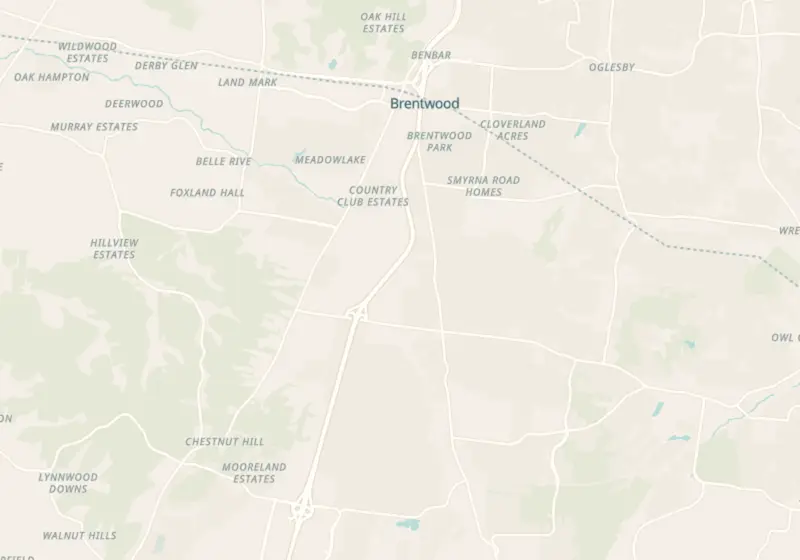 Map showing Restore Hyper Wellness in Brentwood, TN and nearby listed clinics