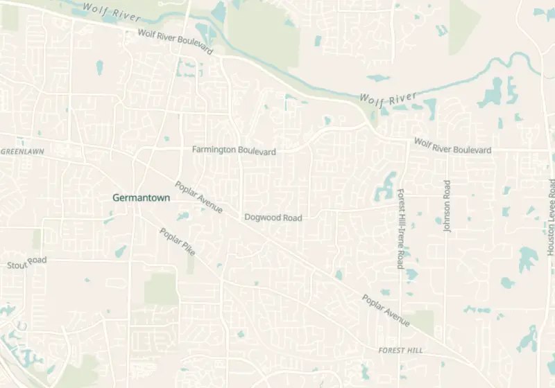 Map of Germantown, TN with 3 verified clinic locations