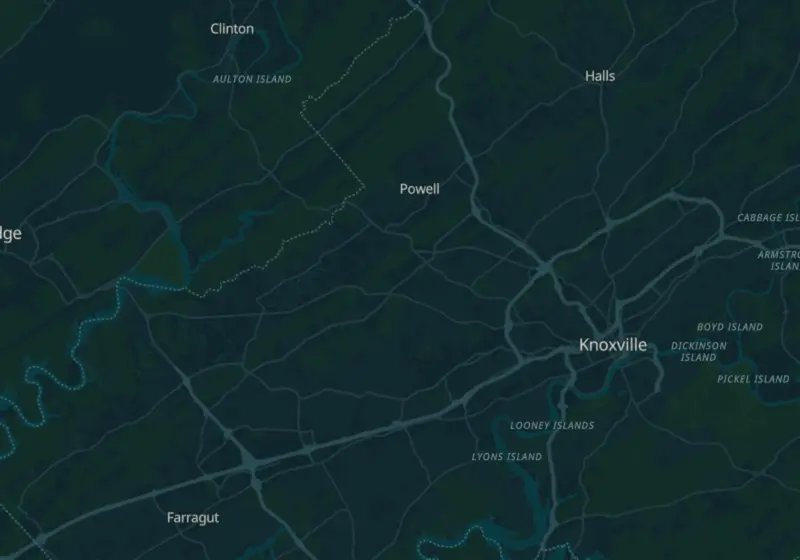 Map of Knoxville, TN with 36 verified clinic locations