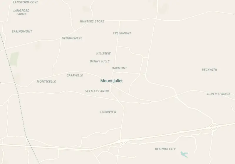 Map showing Restore Hyper Wellness in Mount Juliet, TN and nearby listed clinics