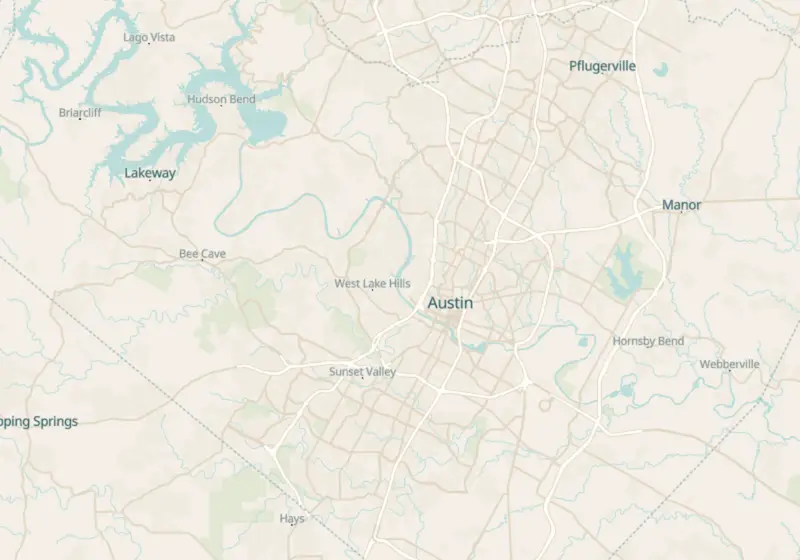 Map of Austin, TX with 58 verified clinic locations