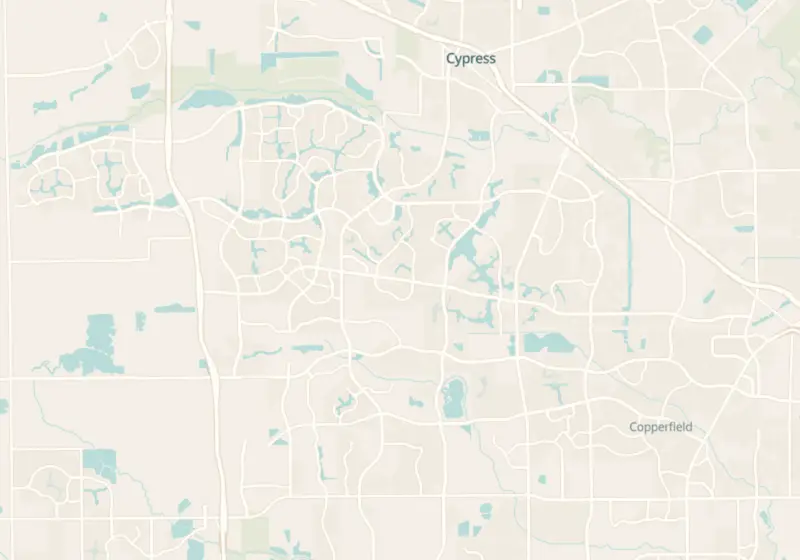 Map of Cypress, TX with 3 verified clinic locations
