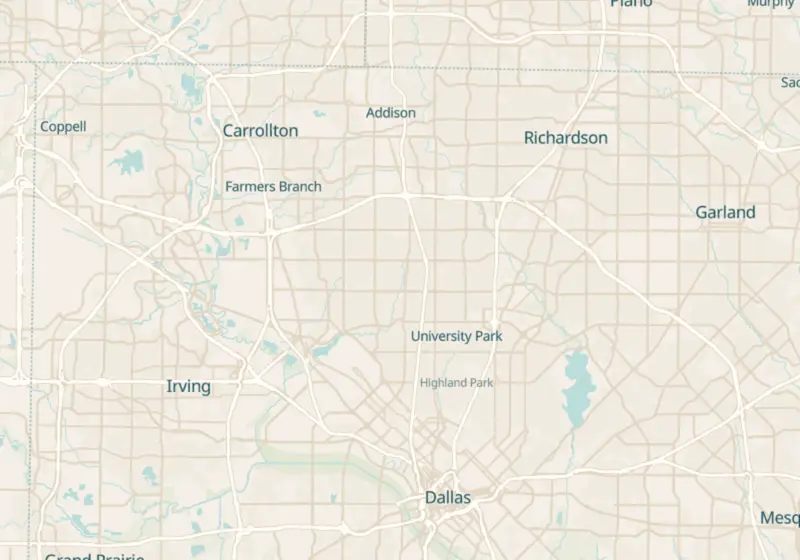 Map of Dallas, TX with 44 verified clinic locations