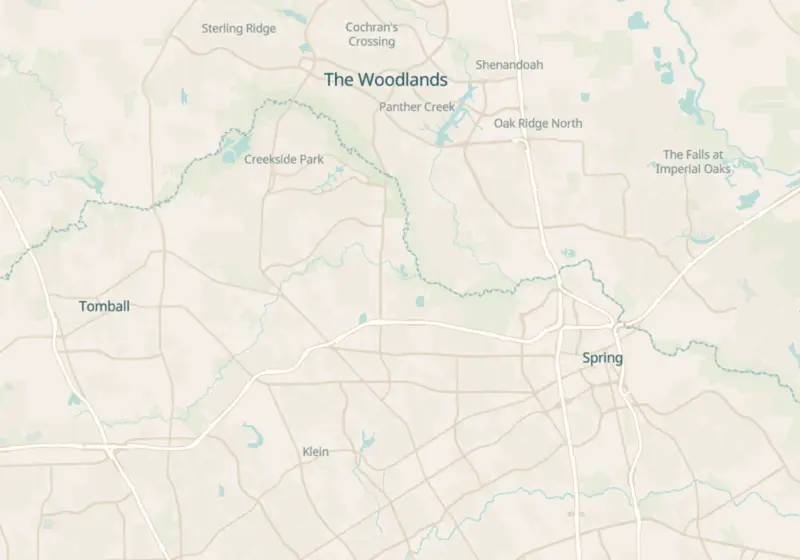 Map of Spring, TX with 12 verified clinic locations