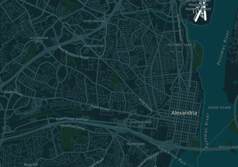 Map of Alexandria, VA with 4 verified clinic locations