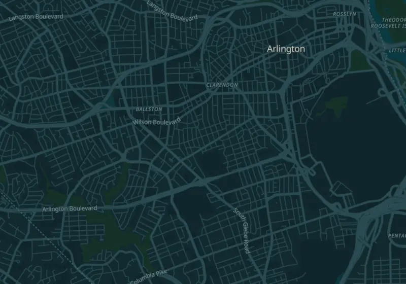 Map of Arlington, VA with 3 verified clinic locations
