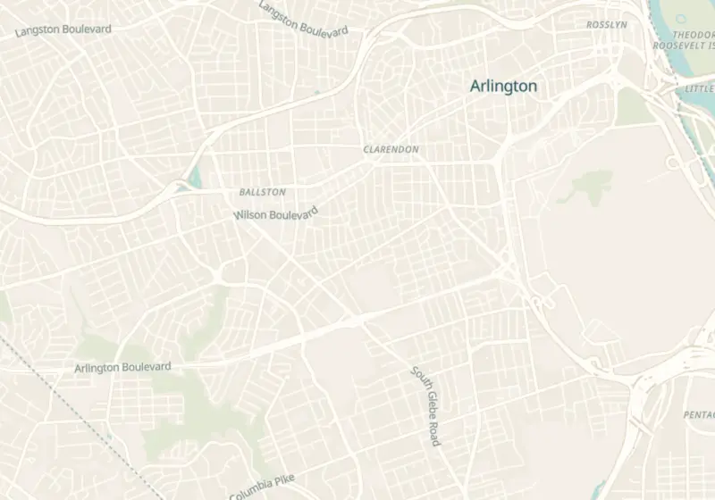Map of Arlington, VA with 3 verified clinic locations
