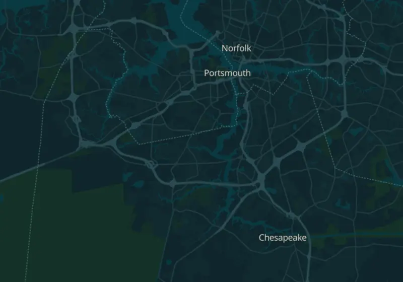 Map of Chesapeake, VA with 5 verified clinic locations